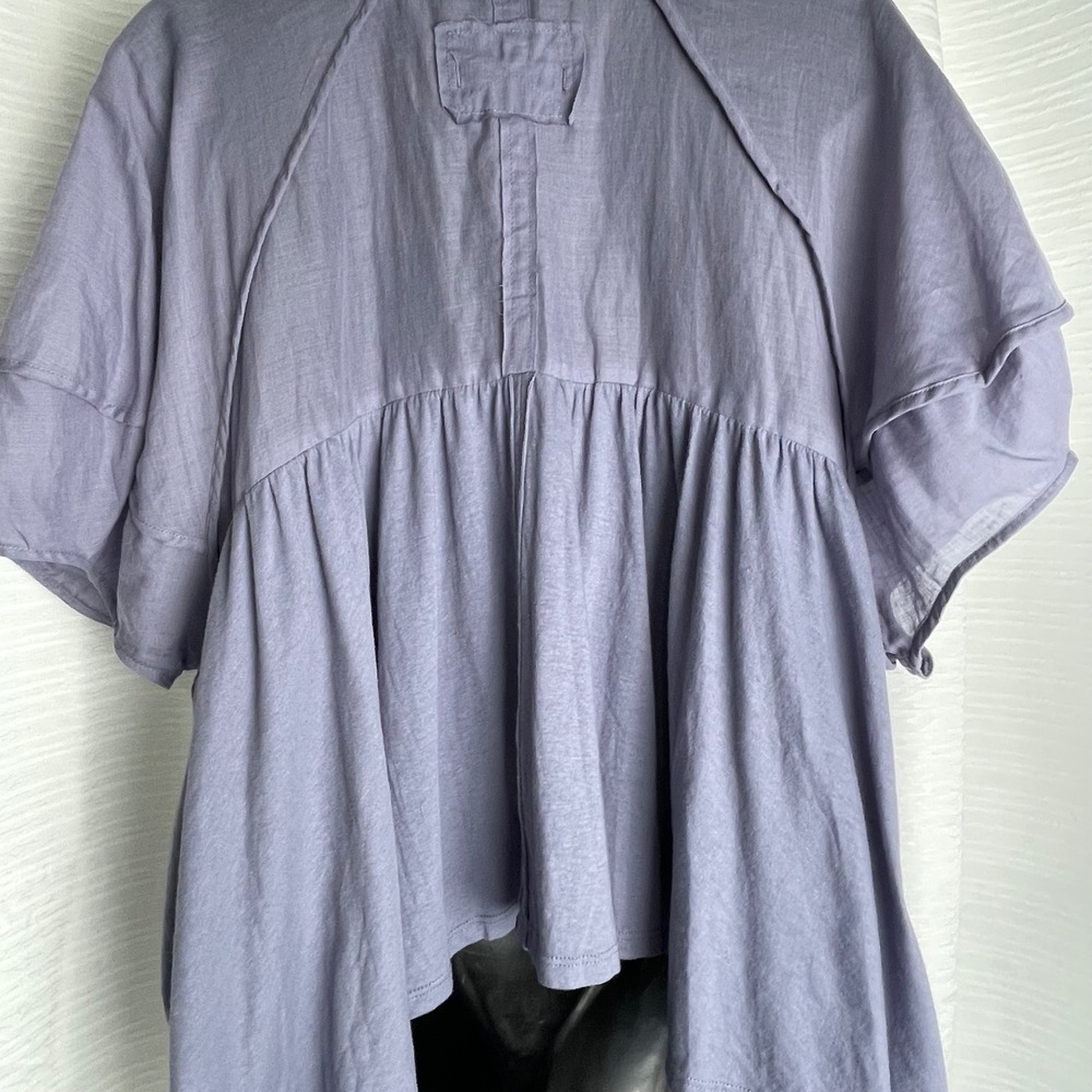 Free People We The Free The One Top Purple Henley Babydoll Tunic Medium - Picture 5 of 6